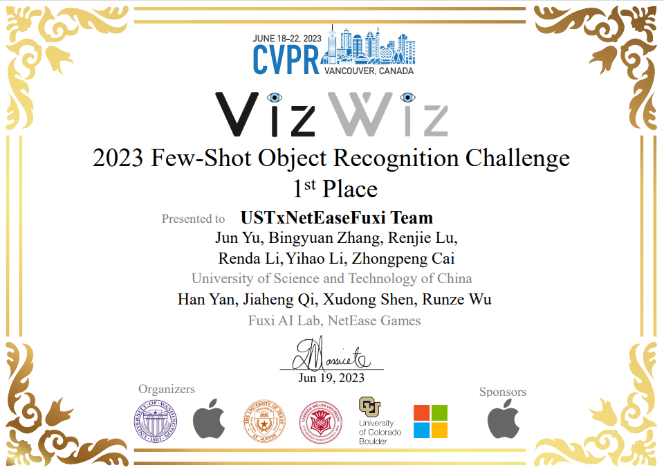 网易伏羲获CVPR 2023 UG2+、VizWiz大赛第一名，相关论文入选TIP