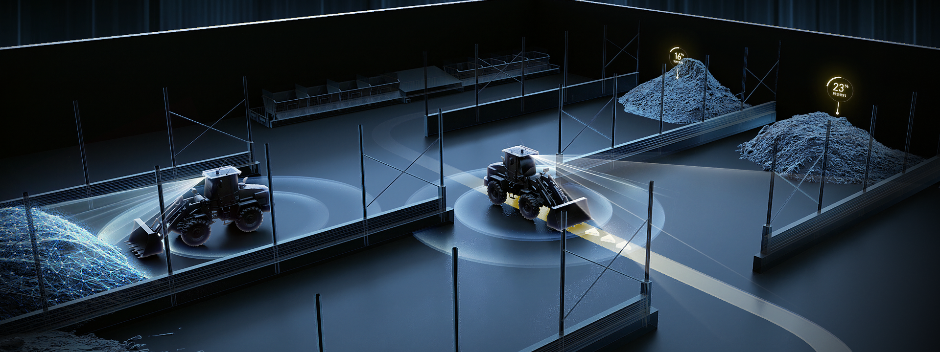 Dark-Site Mixing Plant Autonomous Loader
