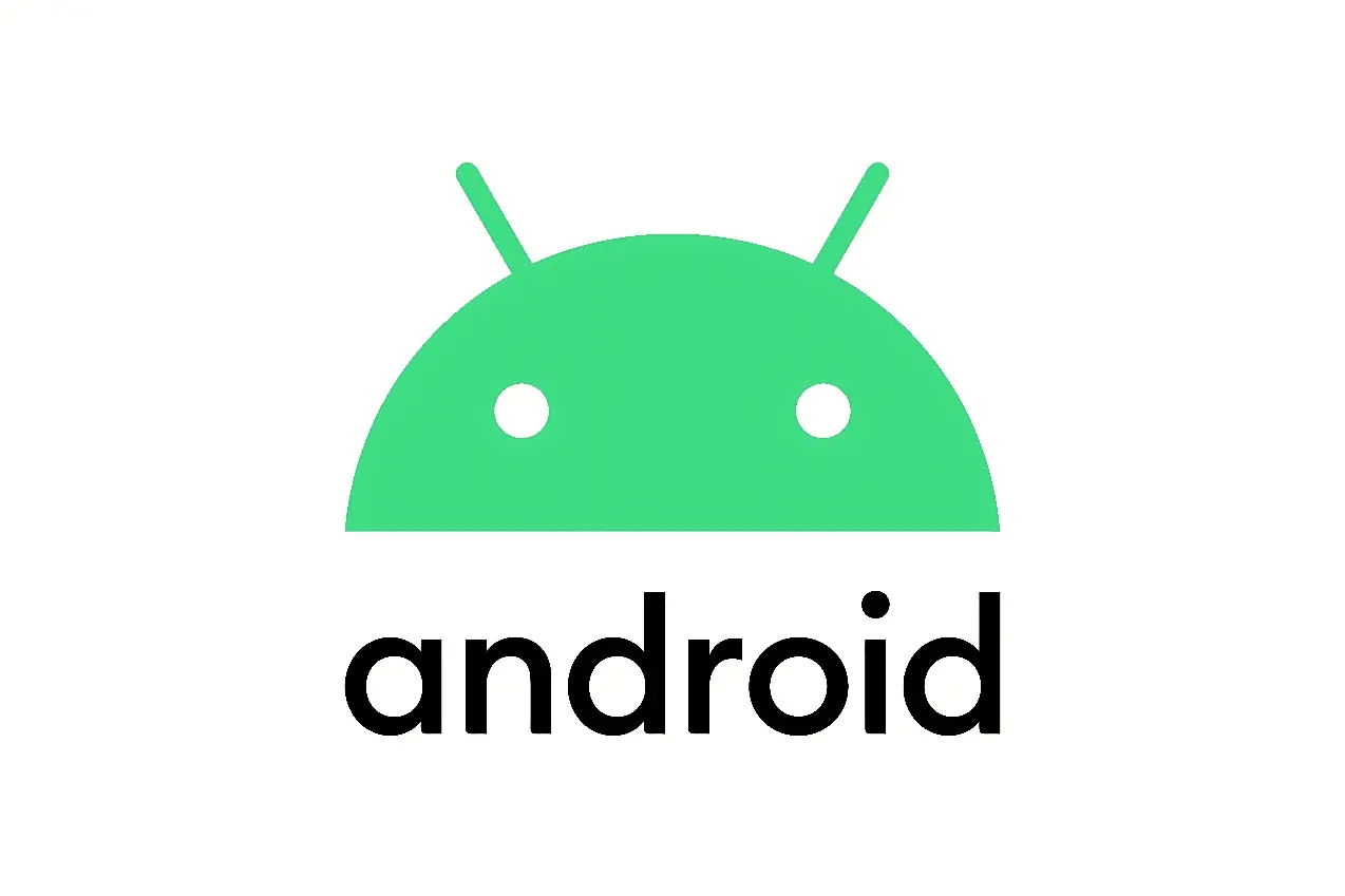 这是Android的标志，一个绿色的机器人头部图案，上面有两根天线，下方是“android”字样。
