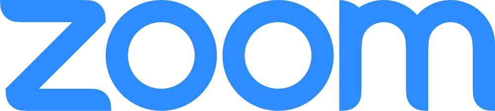 这是Zoom视频会议软件的蓝色标志，字母“Z”、“O”、“O”、“M”以白色显示在蓝色背景上。
