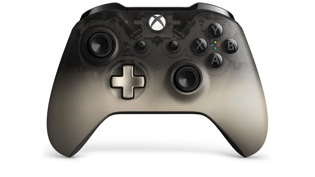 这是一张Xbox游戏手柄的图片，黑色设计，带有典型的ABXY按键和两个操纵杆。