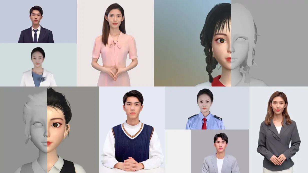 图片展示了八个不同风格的人物肖像,包括真人和卡通形象,男性和女性,穿着正装和休闲装。