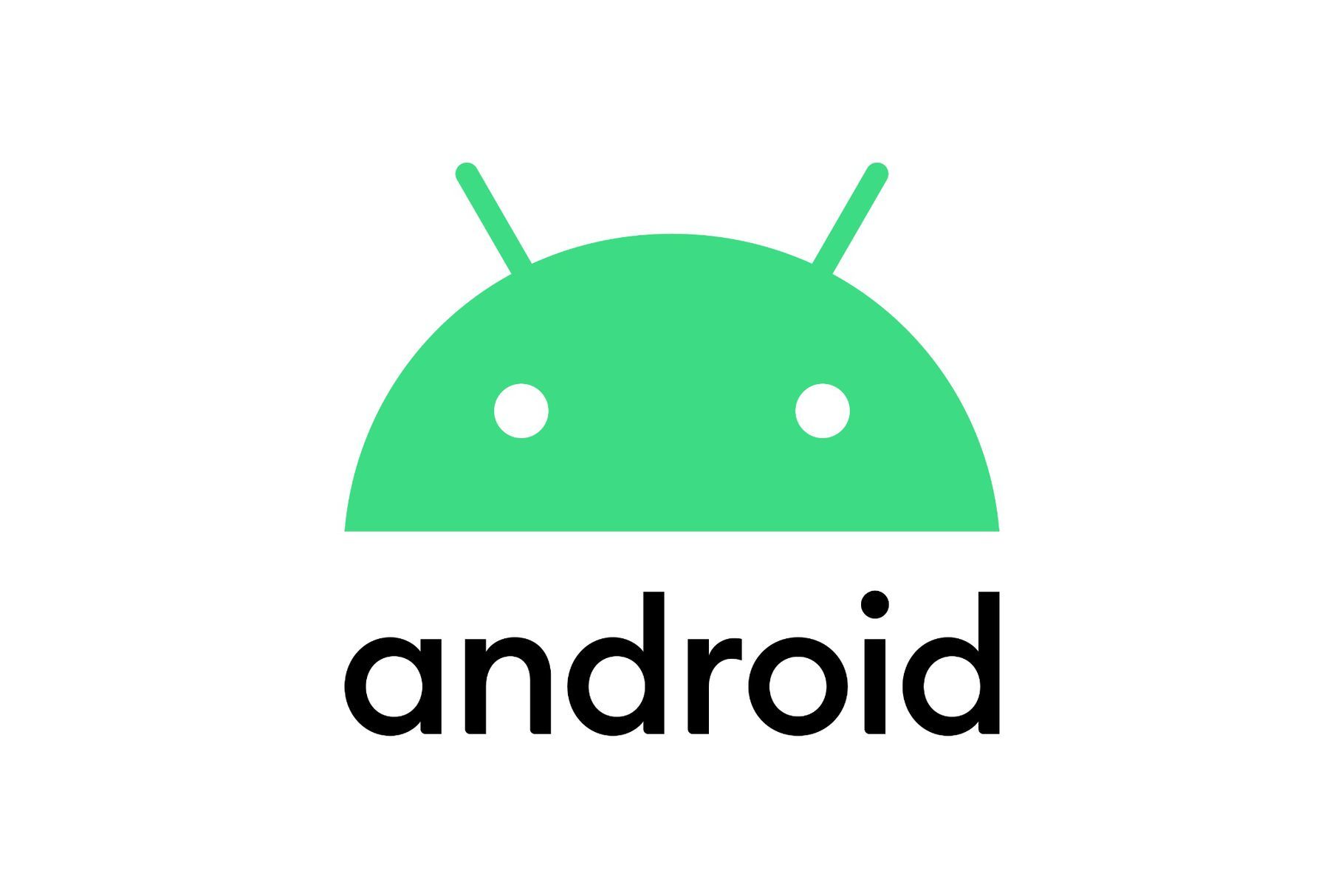 这是Android操作系统的官方标志，绿色机器人头部造型，两个黑色眼睛，上方有两根天线，下方是“Android”字样。